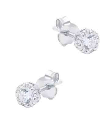 Beautiful Round Shaped CZ Silver Stud Earring STS-6498